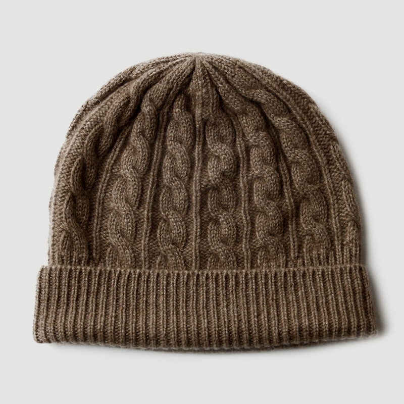 100% Pure Cashmere Knit Beanie - Beanie Cuffed Knit ulasan dan harga