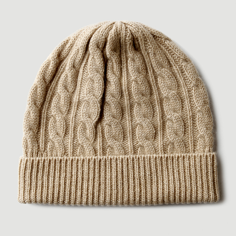 100% Pure Cashmere Knit Beanie - Beanie Cuffed Knit ulasan dan harga