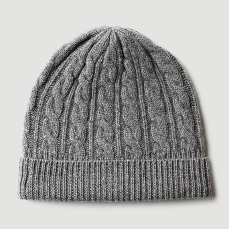 100% Pure Cashmere Knit Beanie - Beanie Cuffed Knit ulasan dan harga