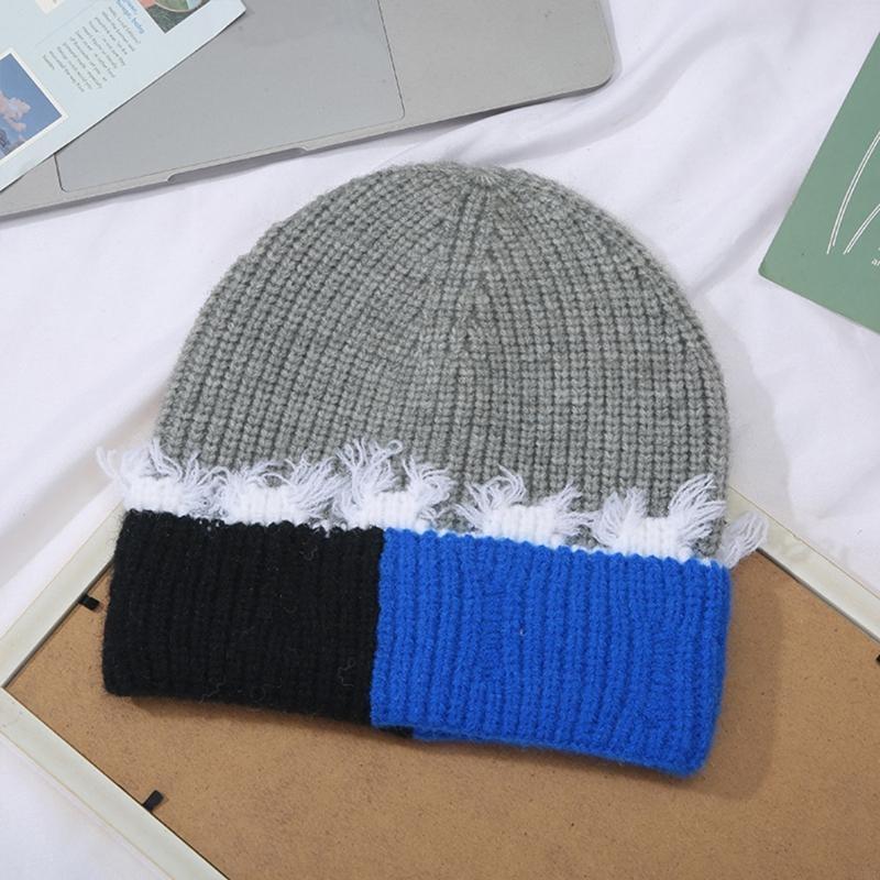 Korean Version Color Matching  - Beanie Cuffed Knit ulasan dan harga