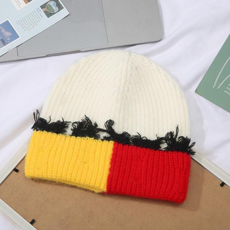 Korean Version Color Matching  - Beanie Cuffed Knit ulasan dan harga