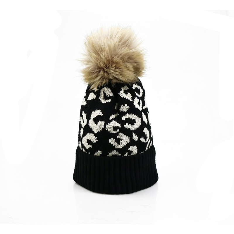 Autumn and winter leopard prin - Beanie Cuffed Knit ulasan dan harga