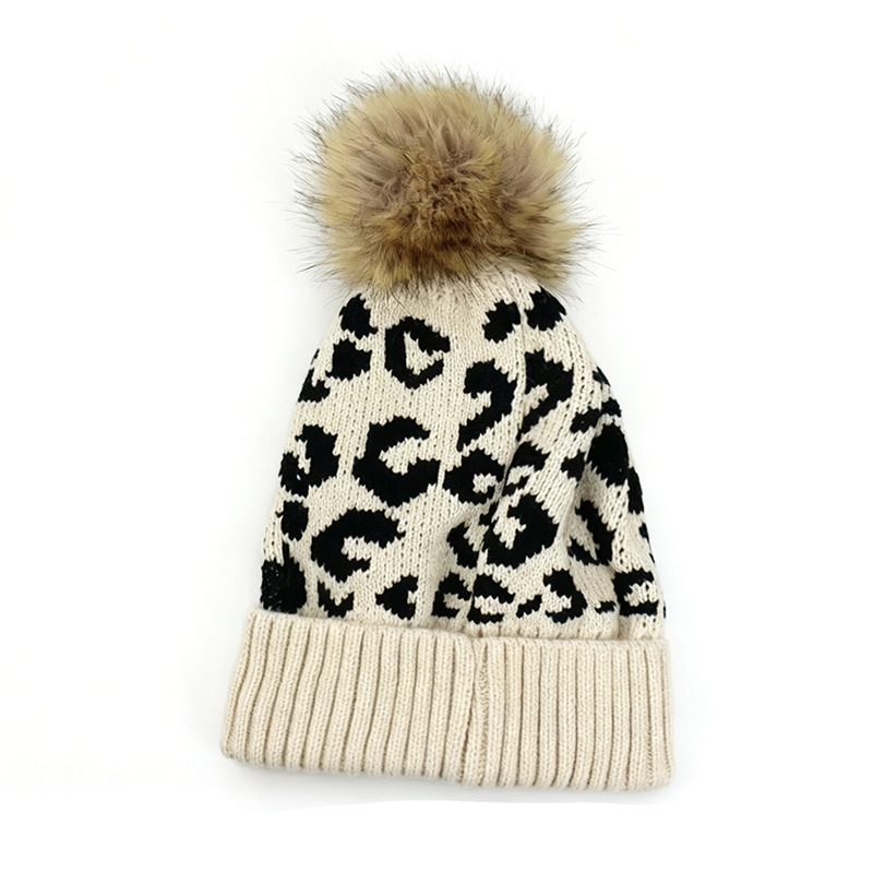 Autumn and winter leopard prin - Beanie Cuffed Knit ulasan dan harga