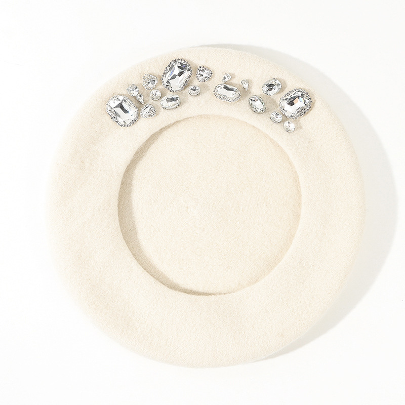 Stunning Rhinestone Wool Beret - Beret French Wool ulasan dan harga