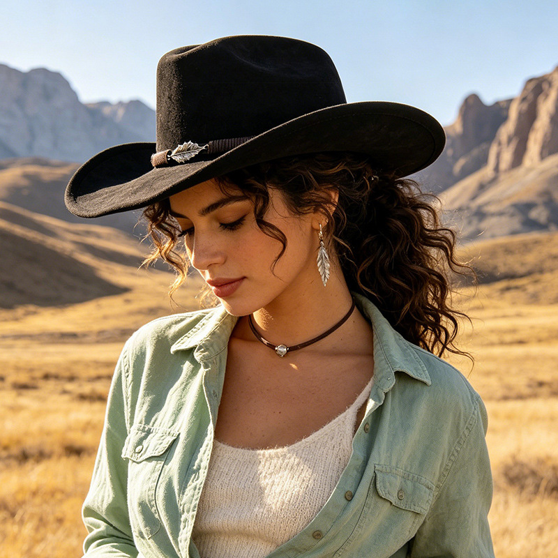 Western Cowboy Style Panama Wo - Fedora Hat Wool ulasan dan harga