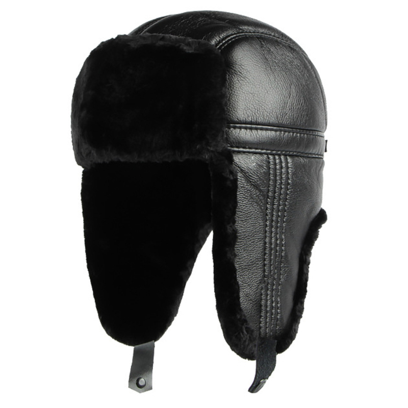 HT4002 New PU Leather Russian  - Trapper Hat Ear Flap ulasan dan harga