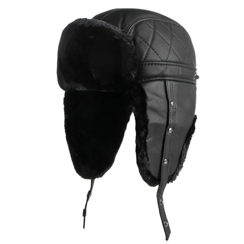 HT4002 New PU Leather Russian  - Trapper Hat Ear Flap ulasan dan harga
