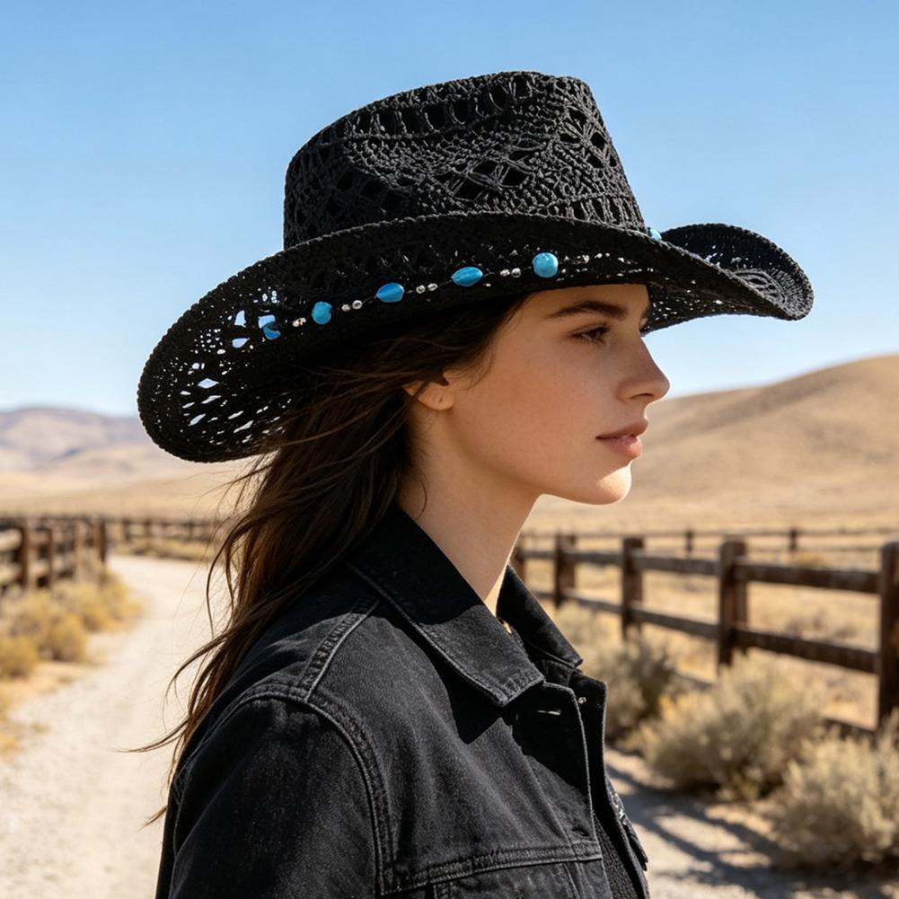 Wide Brim Cowboy Hat Western S - Cowboy Hat Straw ulasan dan harga