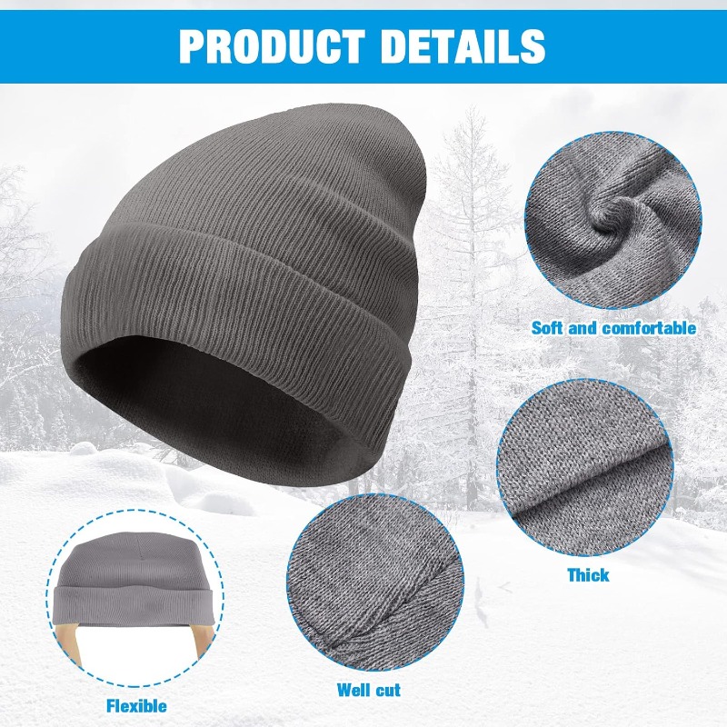 1pc Winter Warm Thick Beanie H - Beanie Cuffed Knit ulasan dan harga