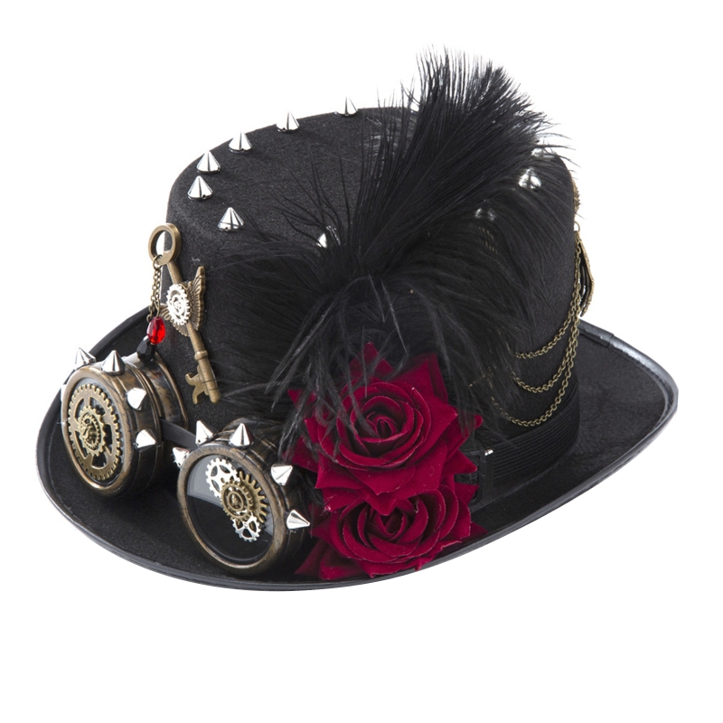 Y166 Vintage Steampunk Hat Top - Fedora Hat Wool ulasan dan harga