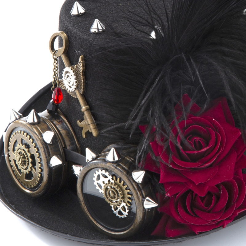 Y166 Vintage Steampunk Hat Top - Fedora Hat Wool ulasan dan harga