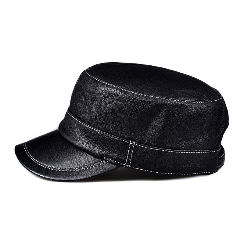 Trendy Lambskin Leather Flat T - Baseball Cap Structured ulasan dan harga