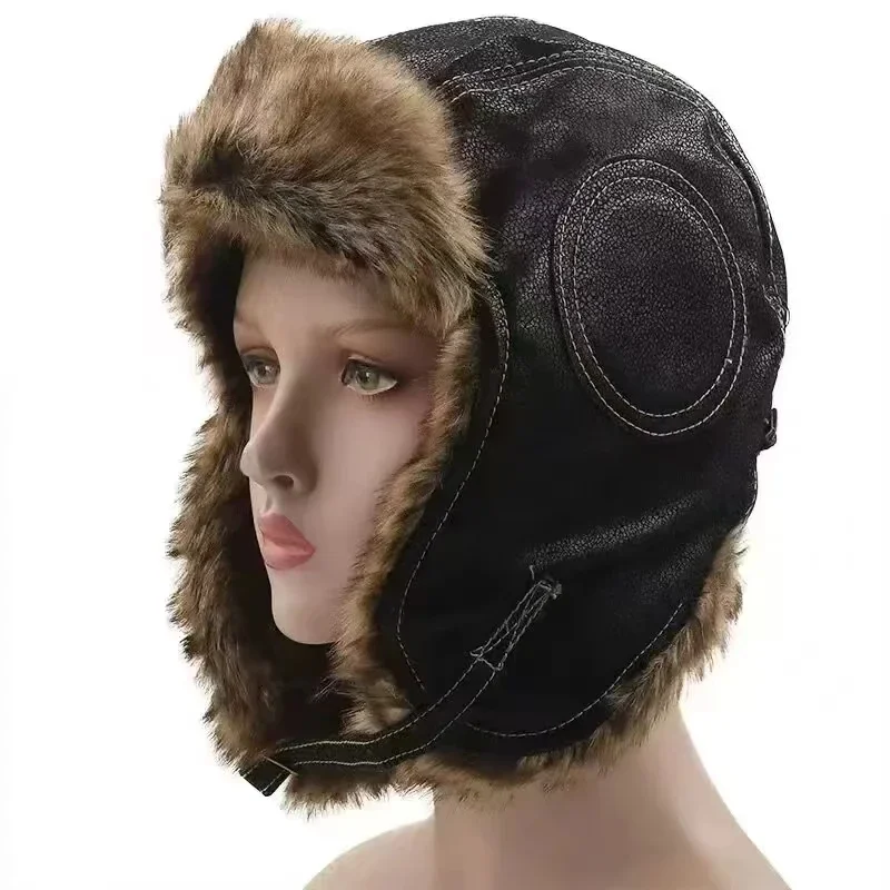 Leather SnowWint Cap With Ear  - Trapper Hat Ear Flap ulasan dan harga