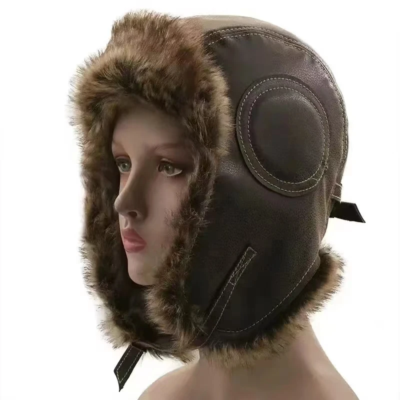 Leather SnowWint Cap With Ear  - Trapper Hat Ear Flap ulasan dan harga