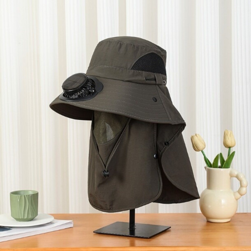 Portable Solar Rechargeable Fa - Sun Hat Wide Brim ulasan dan harga