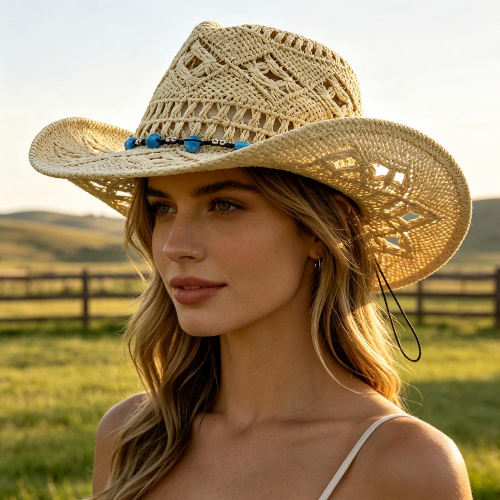 Wide Brim Cowboy Hat Comfortab - Cowboy Hat Straw ulasan dan harga