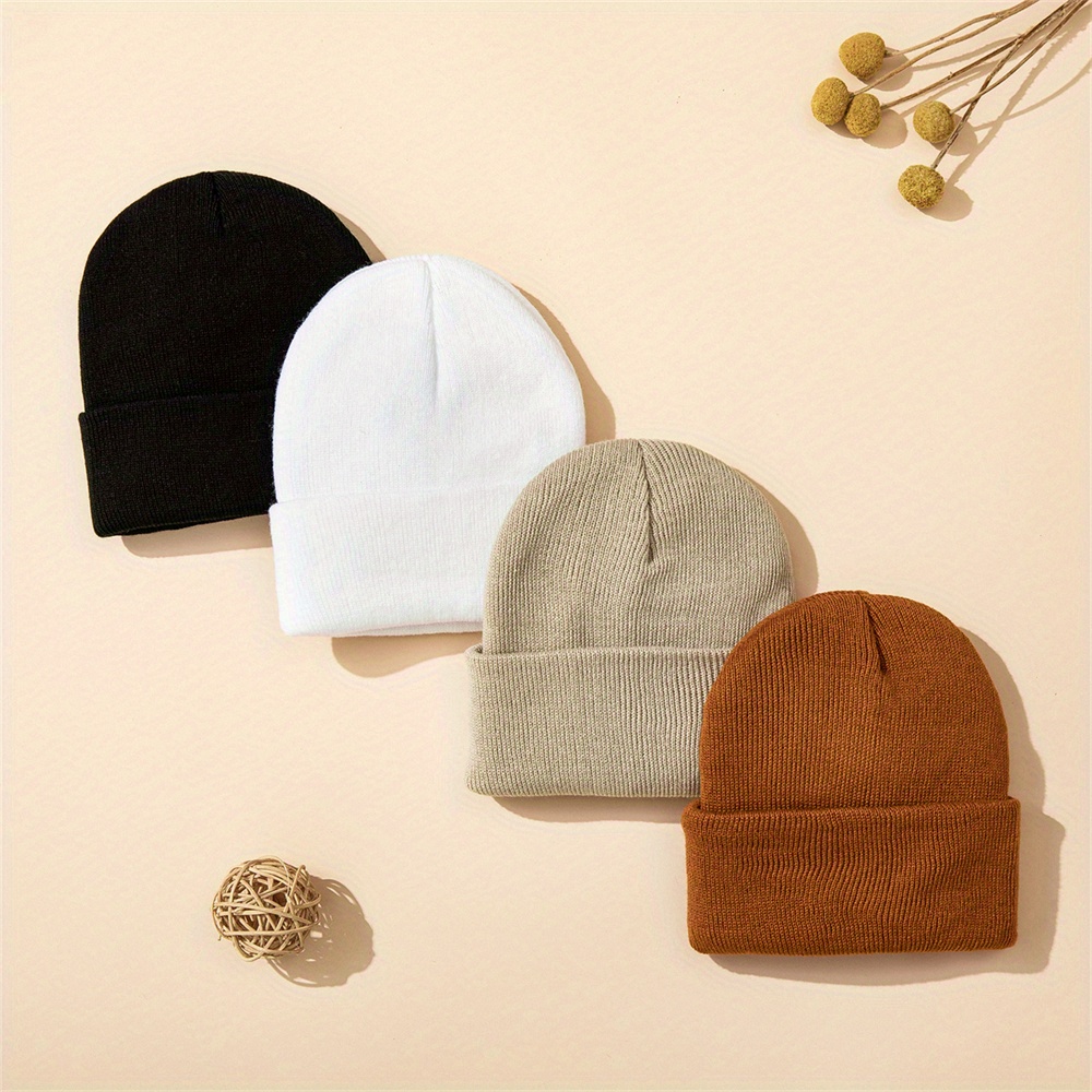 4pcs Baby Hat Knit Cuffed Bean - Beanie Cuffed Knit ulasan dan harga